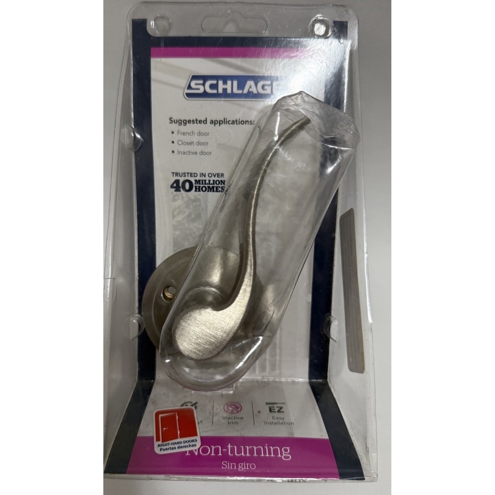 Schlage Accent Satin Nickel Right Handed Door‎ Dummy Decorative Trim